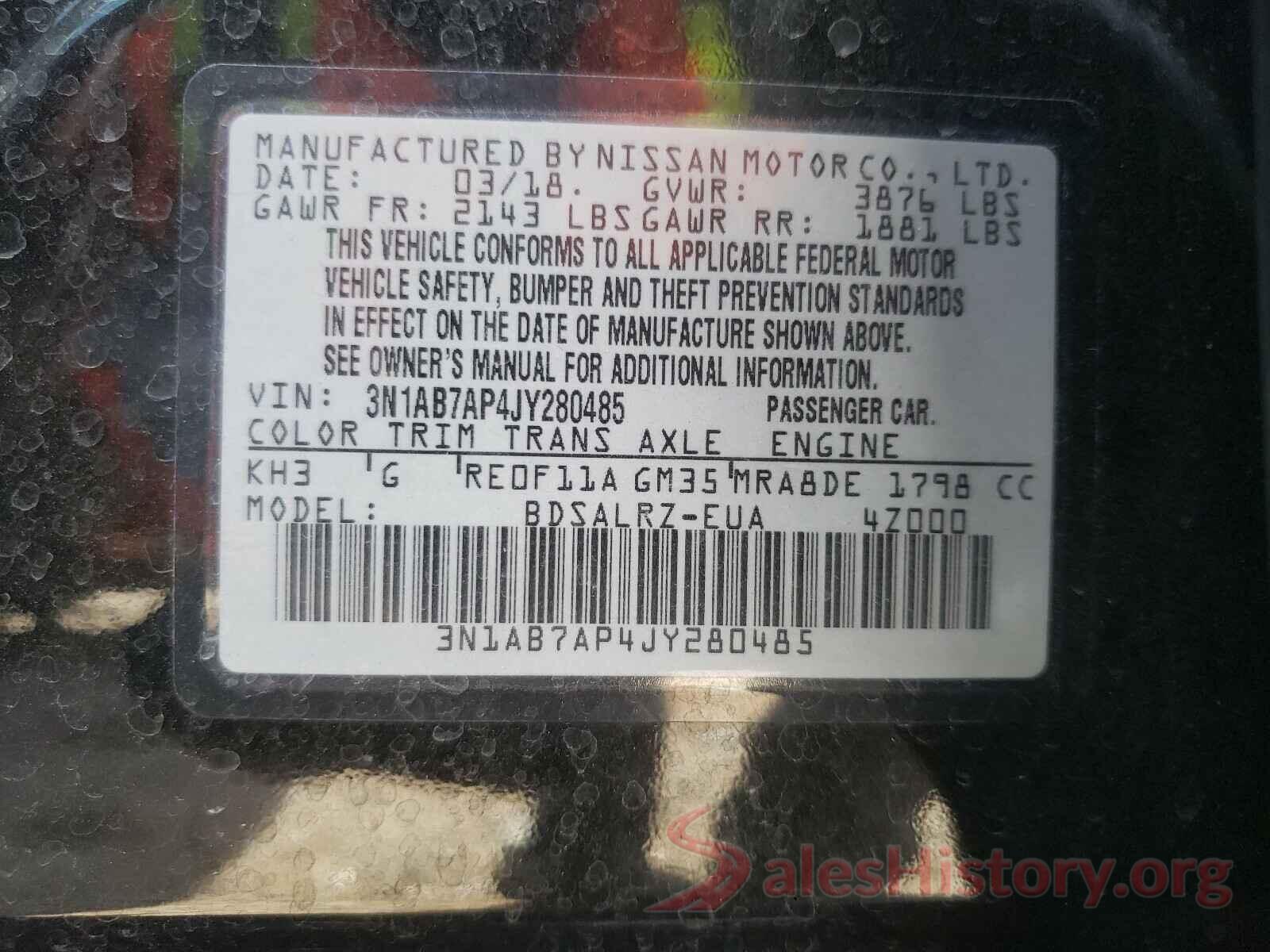 3N1AB7AP4JY280485 2018 NISSAN SENTRA