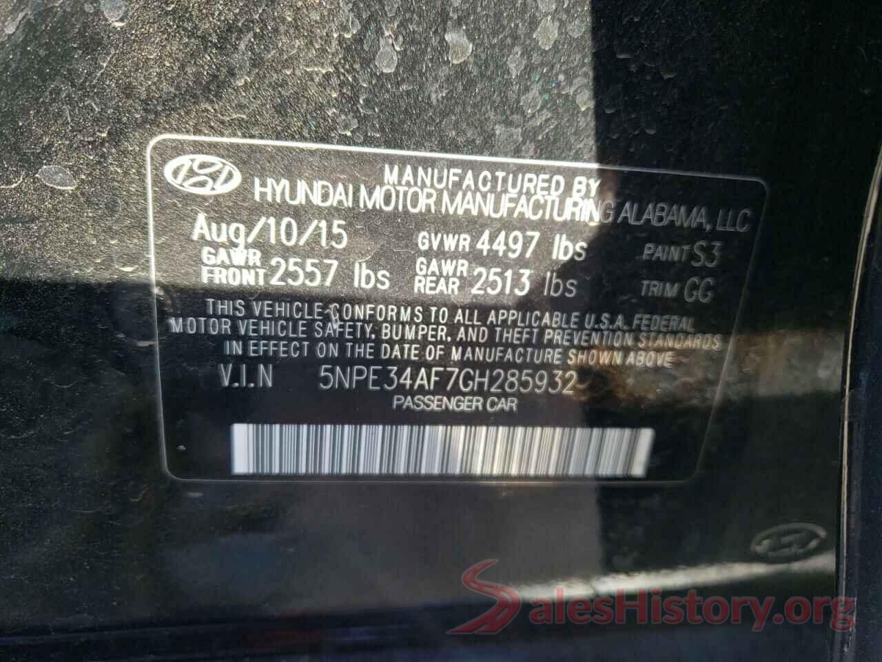 5NPE34AF7GH285932 2016 HYUNDAI SONATA