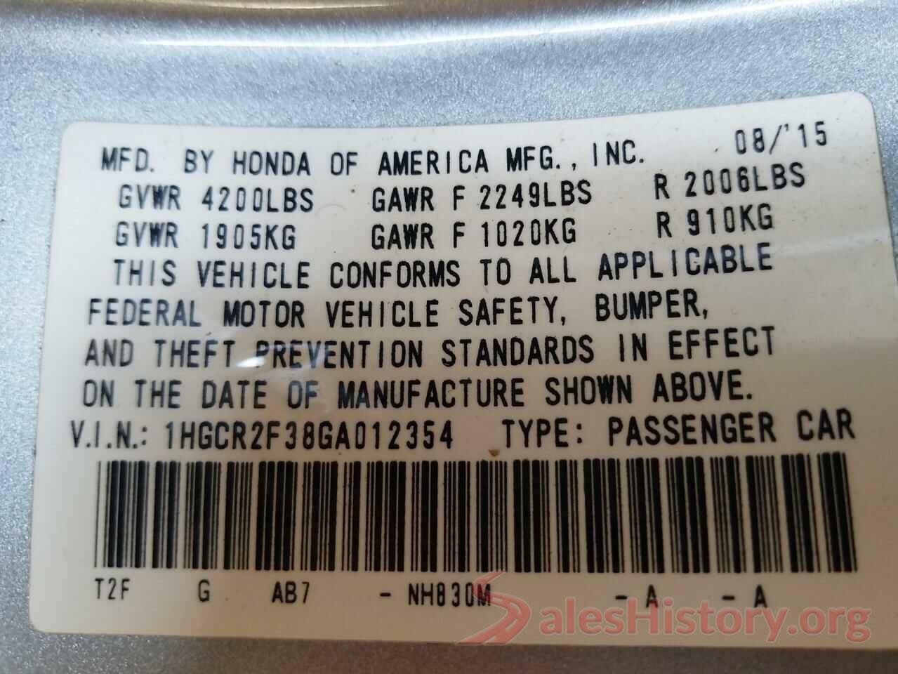 1HGCR2F38GA012354 2016 HONDA ACCORD