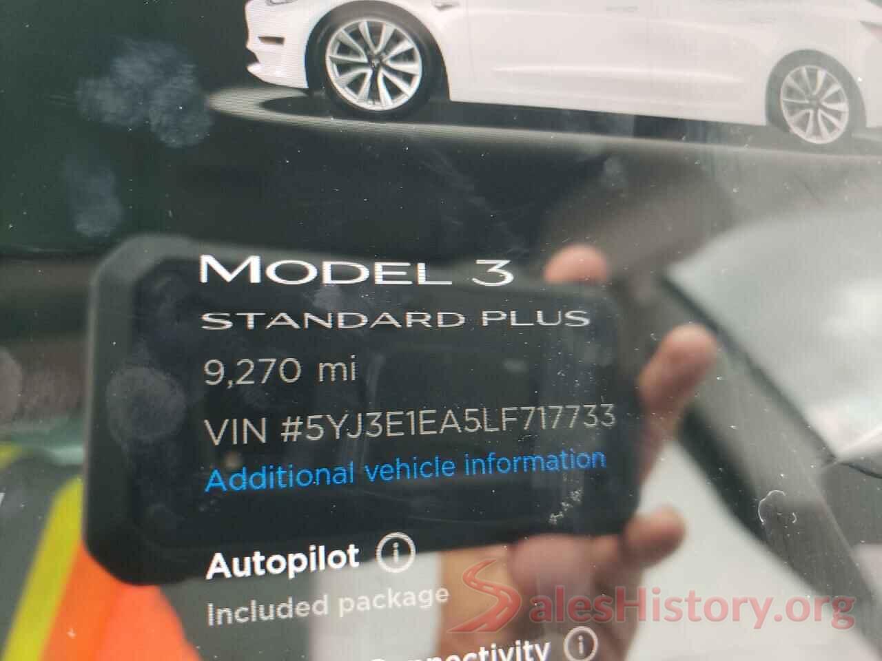 5YJ3E1EA5LF717733 2020 TESLA MODEL 3