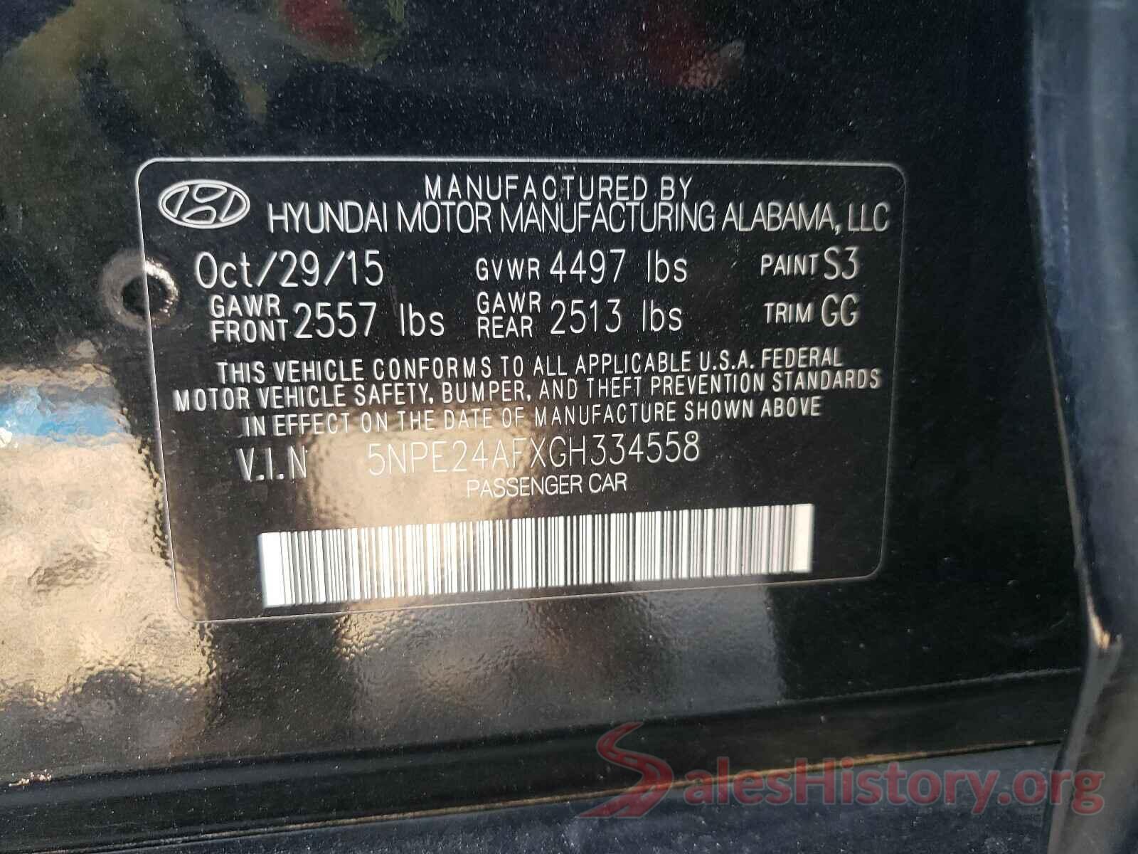 5NPE24AFXGH334558 2016 HYUNDAI SONATA