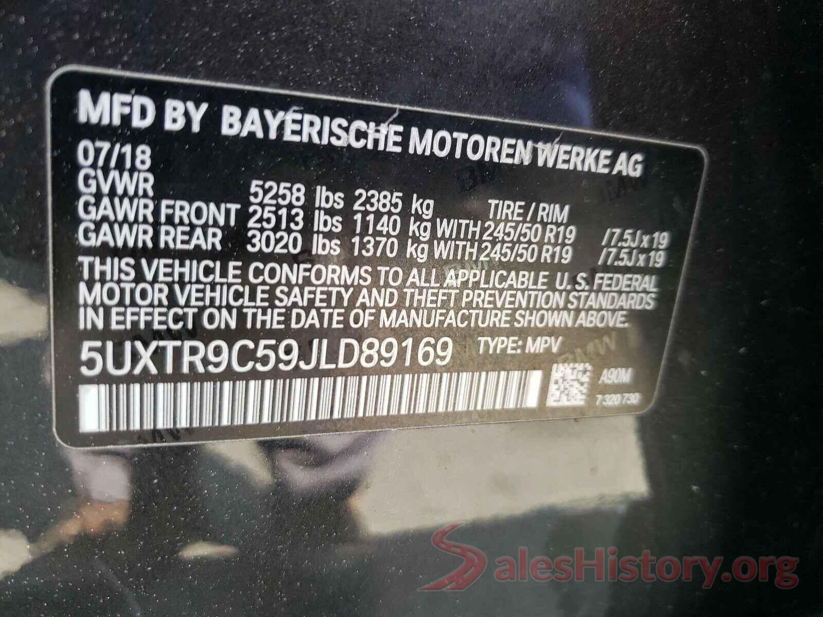 5UXTR9C59JLD89169 2018 BMW X3