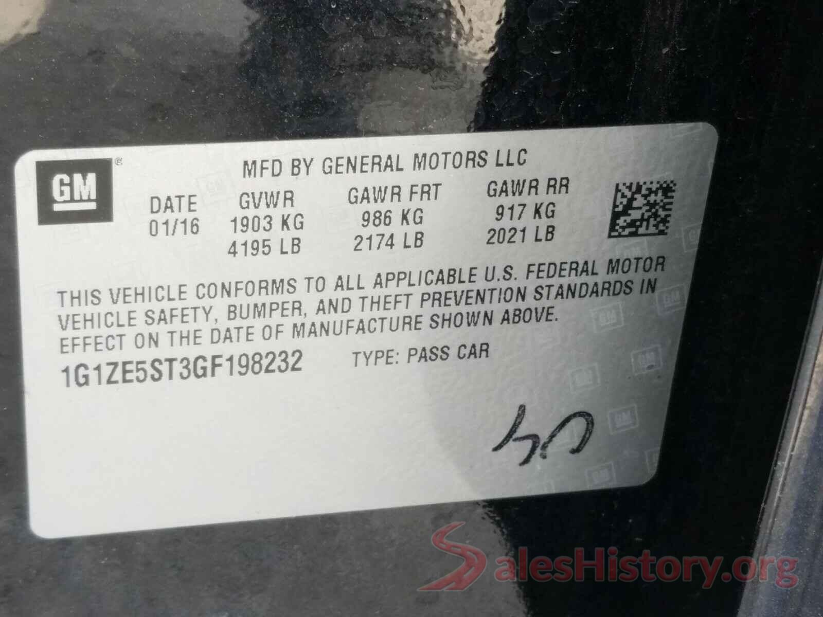 1G1ZE5ST3GF198232 2016 CHEVROLET MALIBU