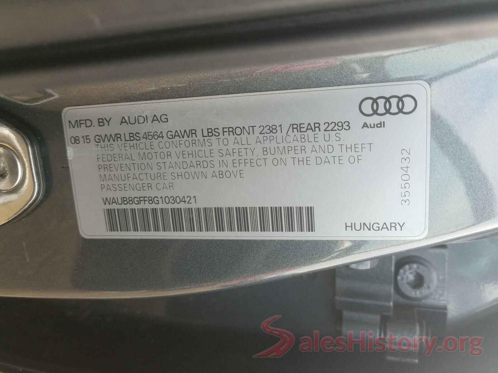 WAUB8GFF8G1030421 2016 AUDI A3