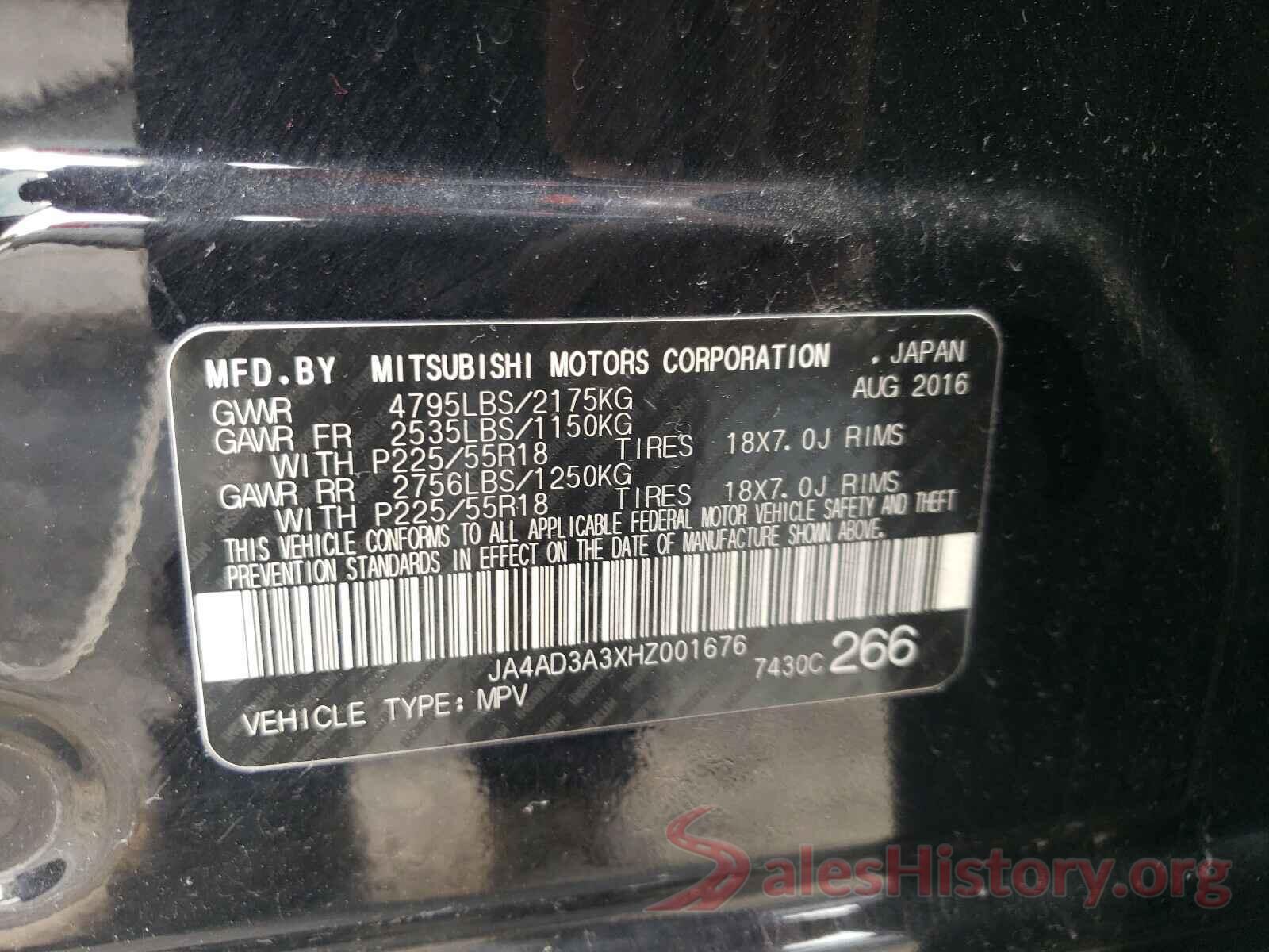 JA4AD3A3XHZ001676 2017 MITSUBISHI OUTLANDER