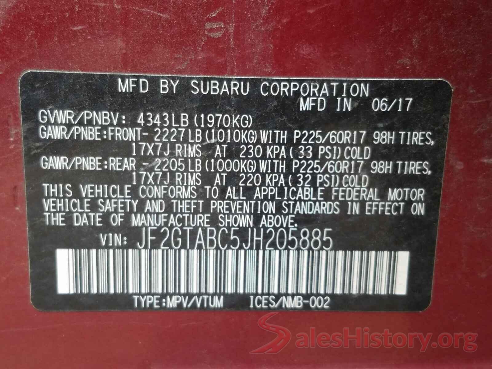 JF2GTABC5JH205885 2018 SUBARU CROSSTREK