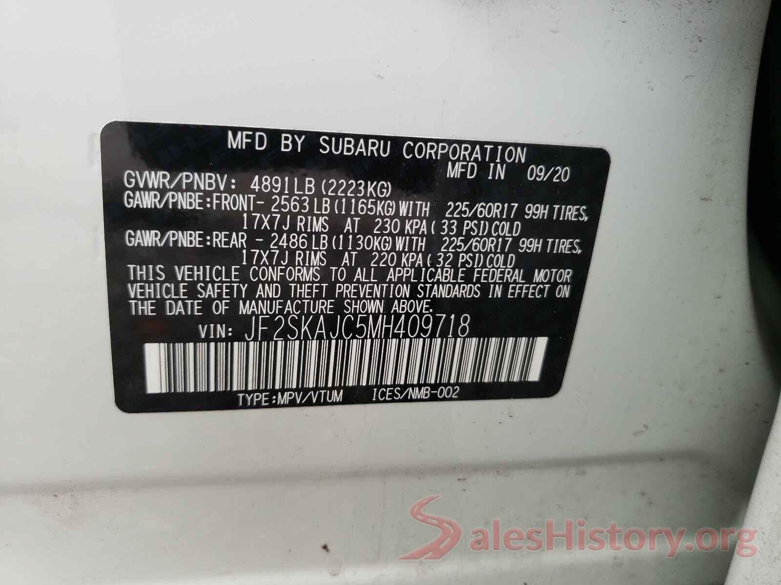 JF2SKAJC5MH409718 2021 SUBARU FORESTER