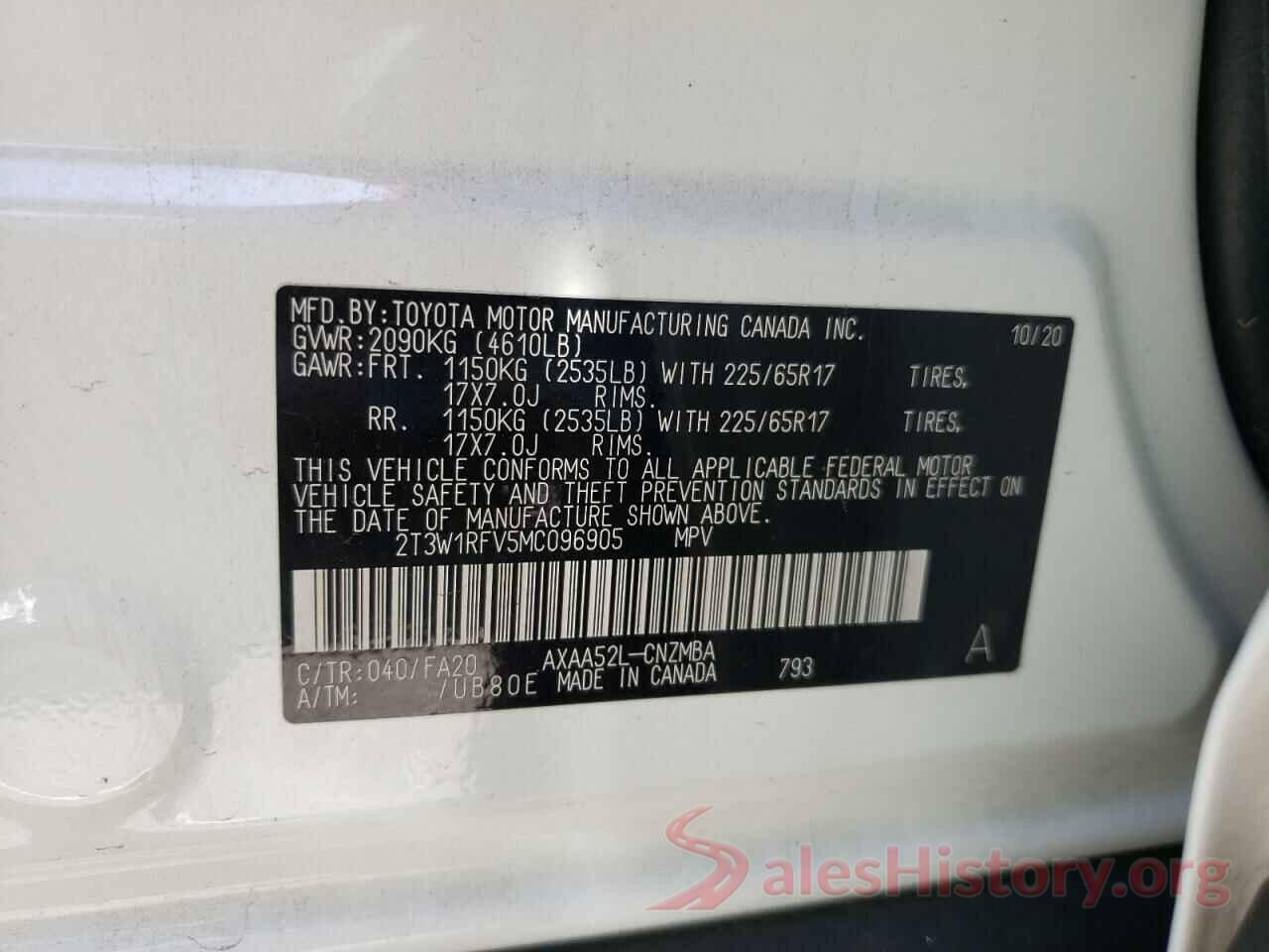 2T3W1RFV5MC096905 2021 TOYOTA RAV4