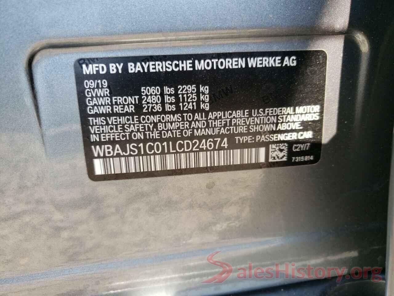 WBAJS1C01LCD24674 2020 BMW 5 SERIES