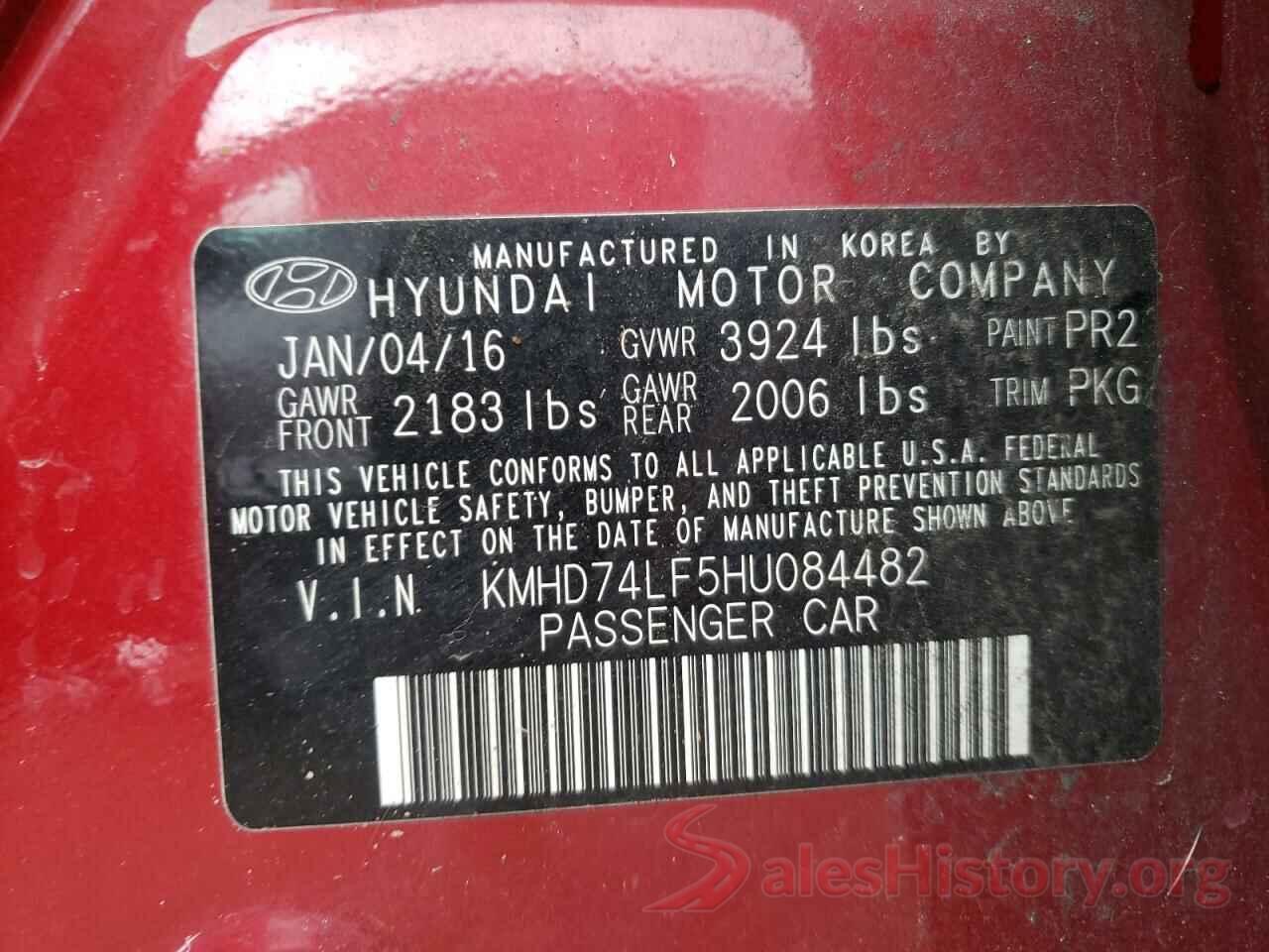 KMHD74LF5HU084482 2017 HYUNDAI ELANTRA