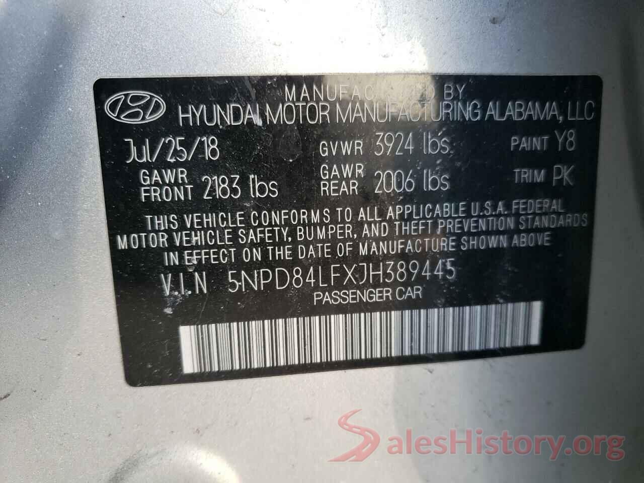 5NPD84LFXJH389445 2018 HYUNDAI ELANTRA