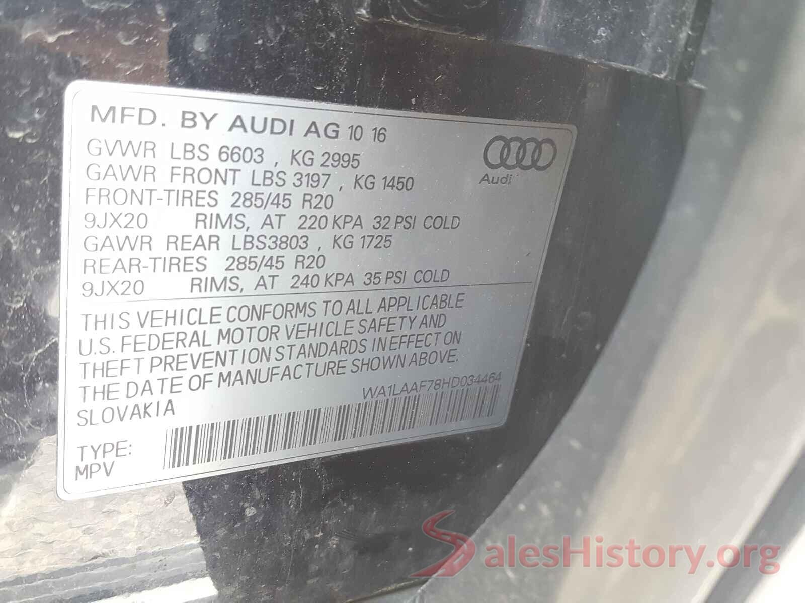 WA1LAAF78HD034464 2017 AUDI Q7