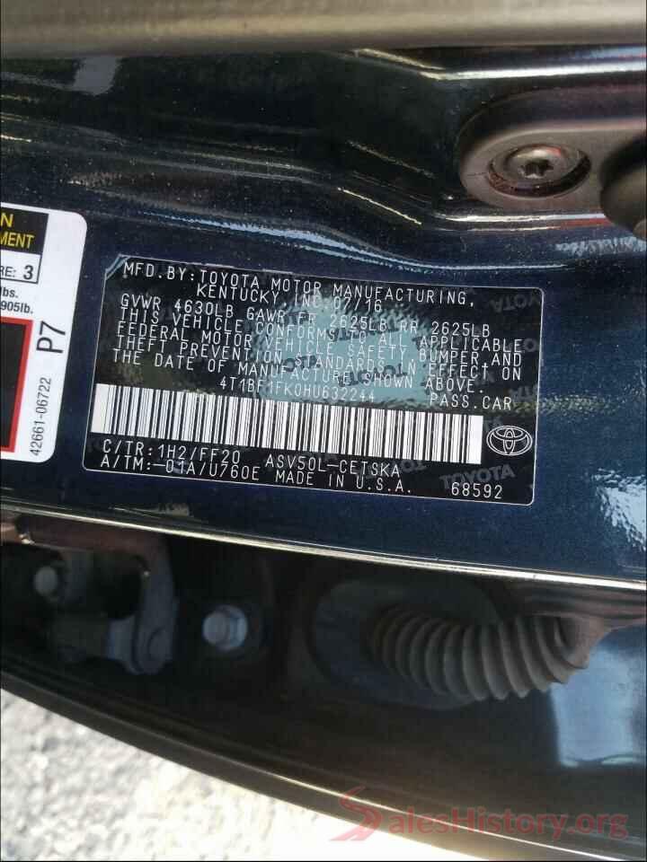 4T1BF1FK0HU632244 2017 TOYOTA CAMRY