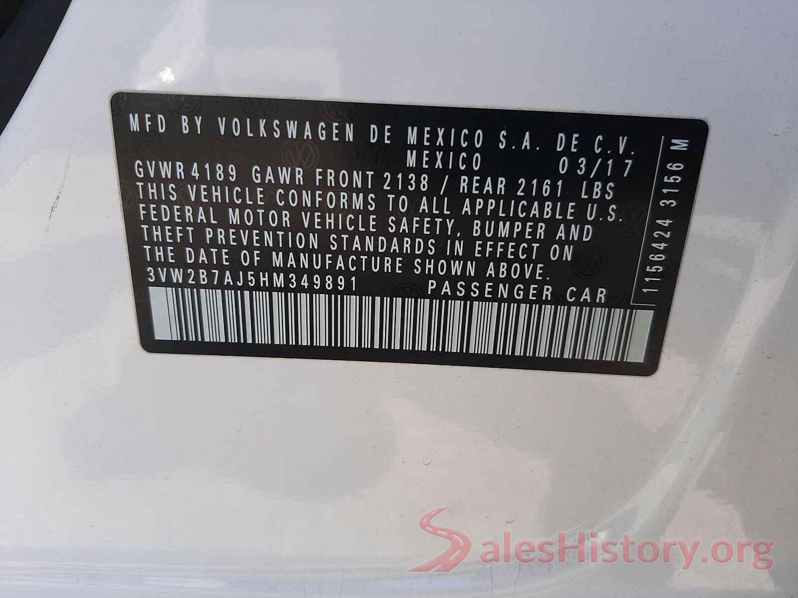 3VW2B7AJ5HM349891 2017 VOLKSWAGEN JETTA