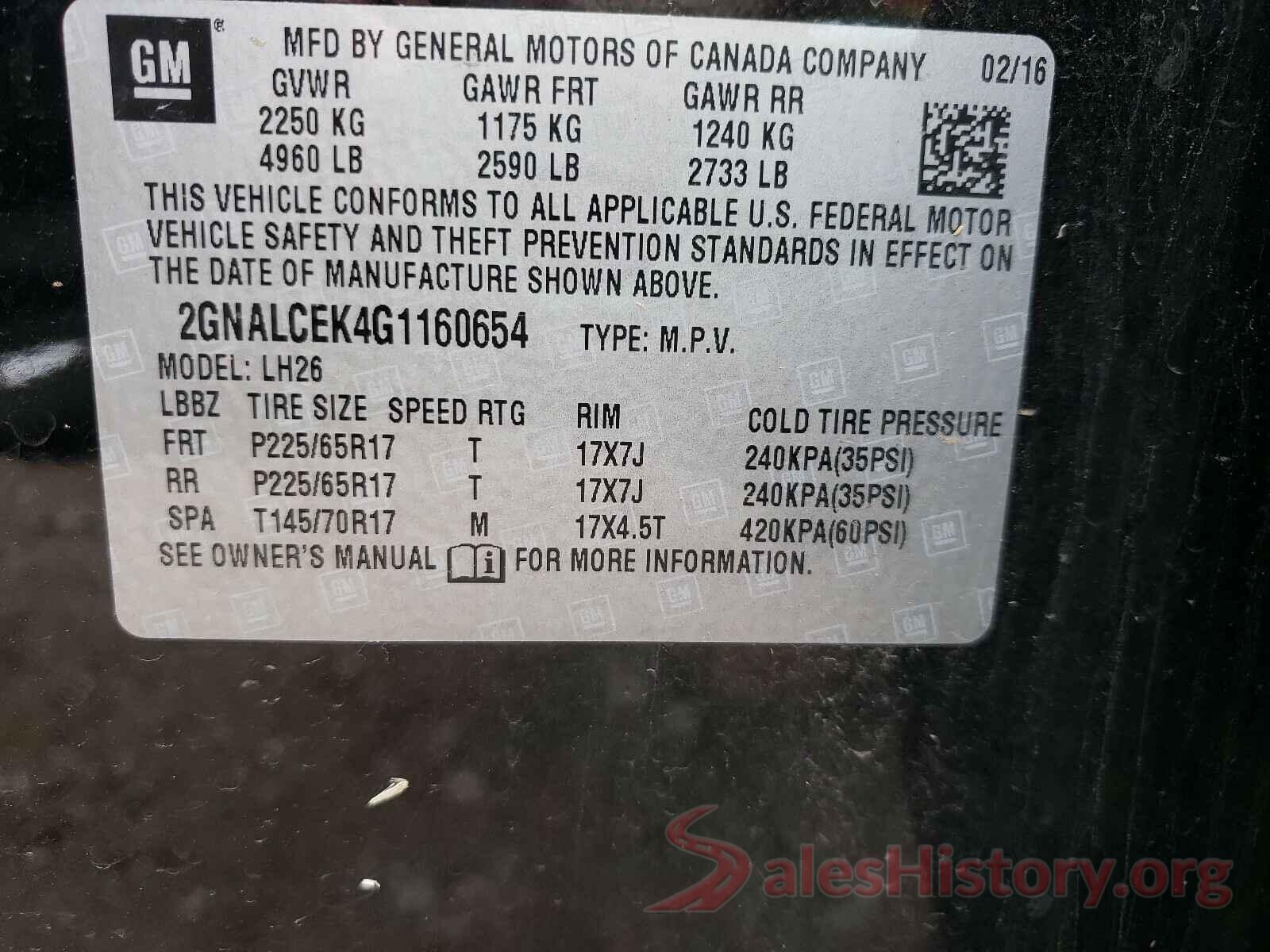 2GNALCEK4G1160654 2016 CHEVROLET EQUINOX