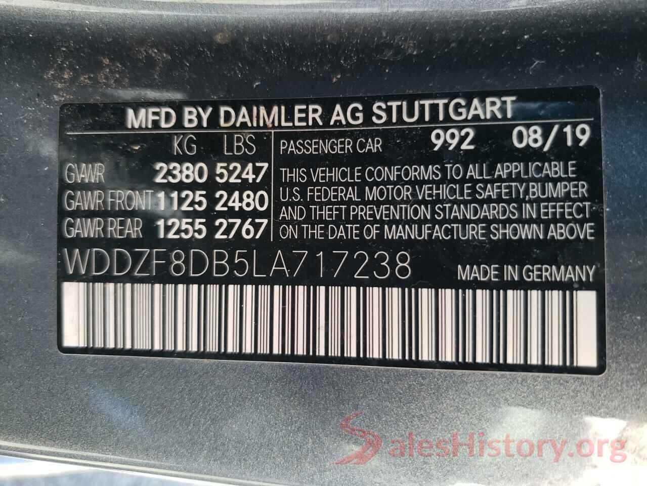 WDDZF8DB5LA717238 2020 MERCEDES-BENZ E-CLASS