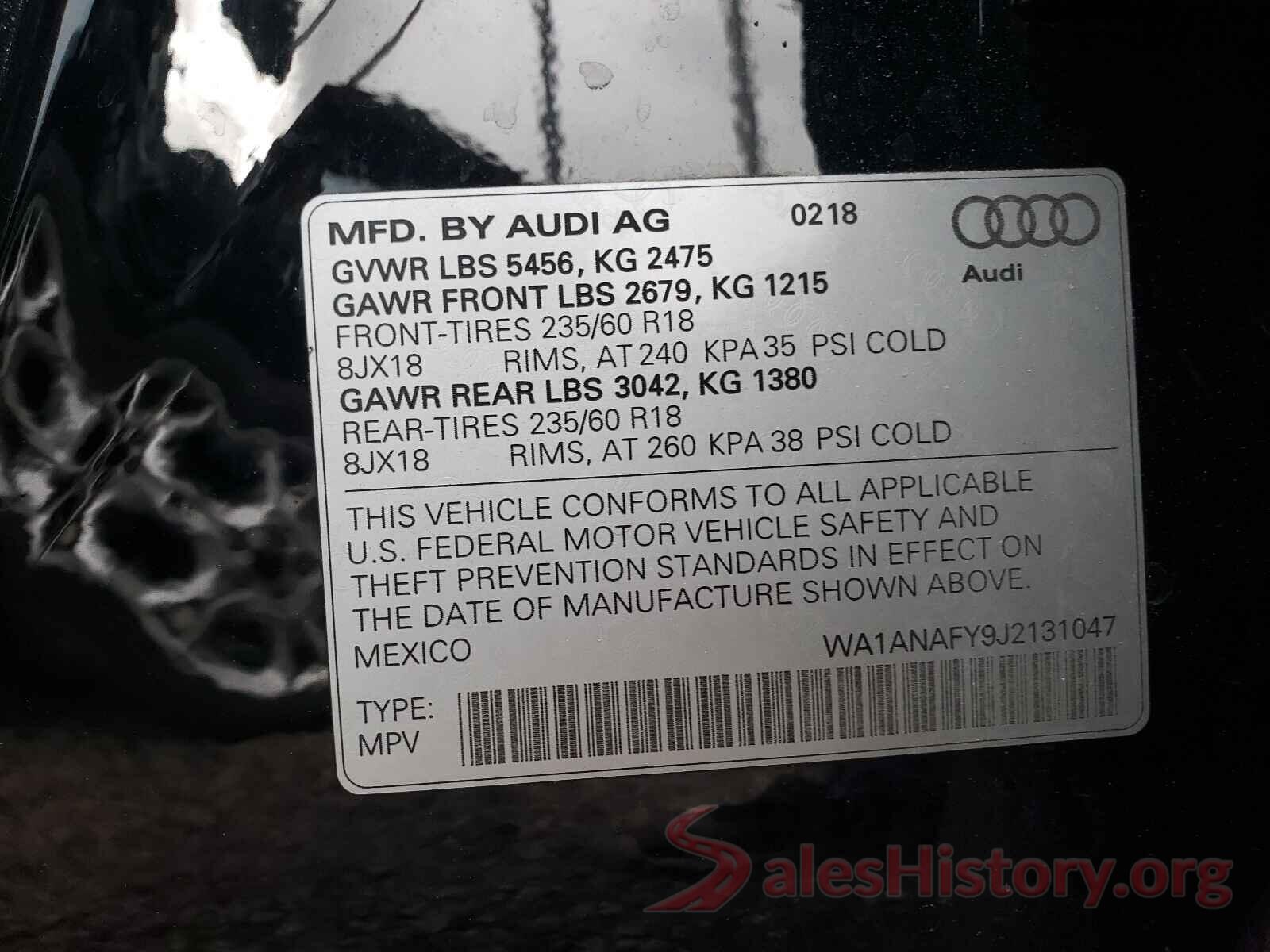 WA1ANAFY9J2131047 2018 AUDI Q5