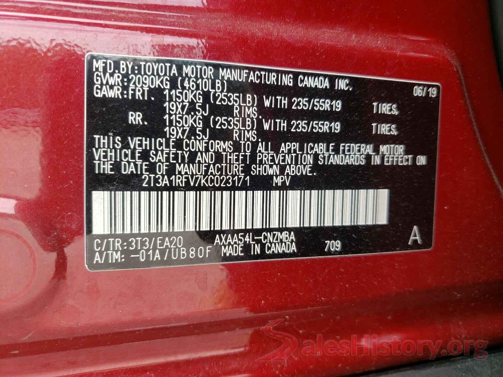 2T3A1RFV7KC023171 2019 TOYOTA RAV4