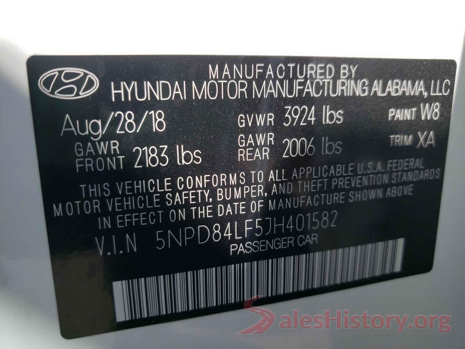 5NPD84LF5JH401582 2018 HYUNDAI ELANTRA