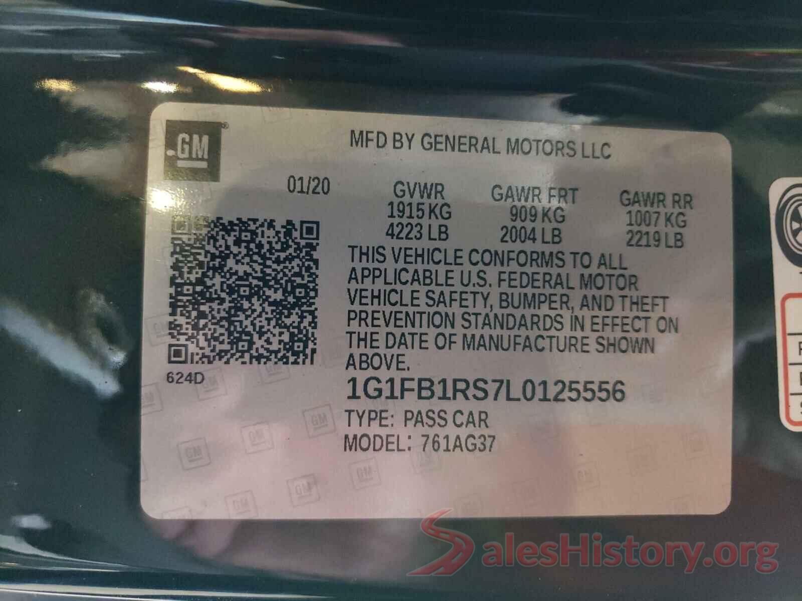 1G1FB1RS7L0125556 2020 CHEVROLET CAMARO