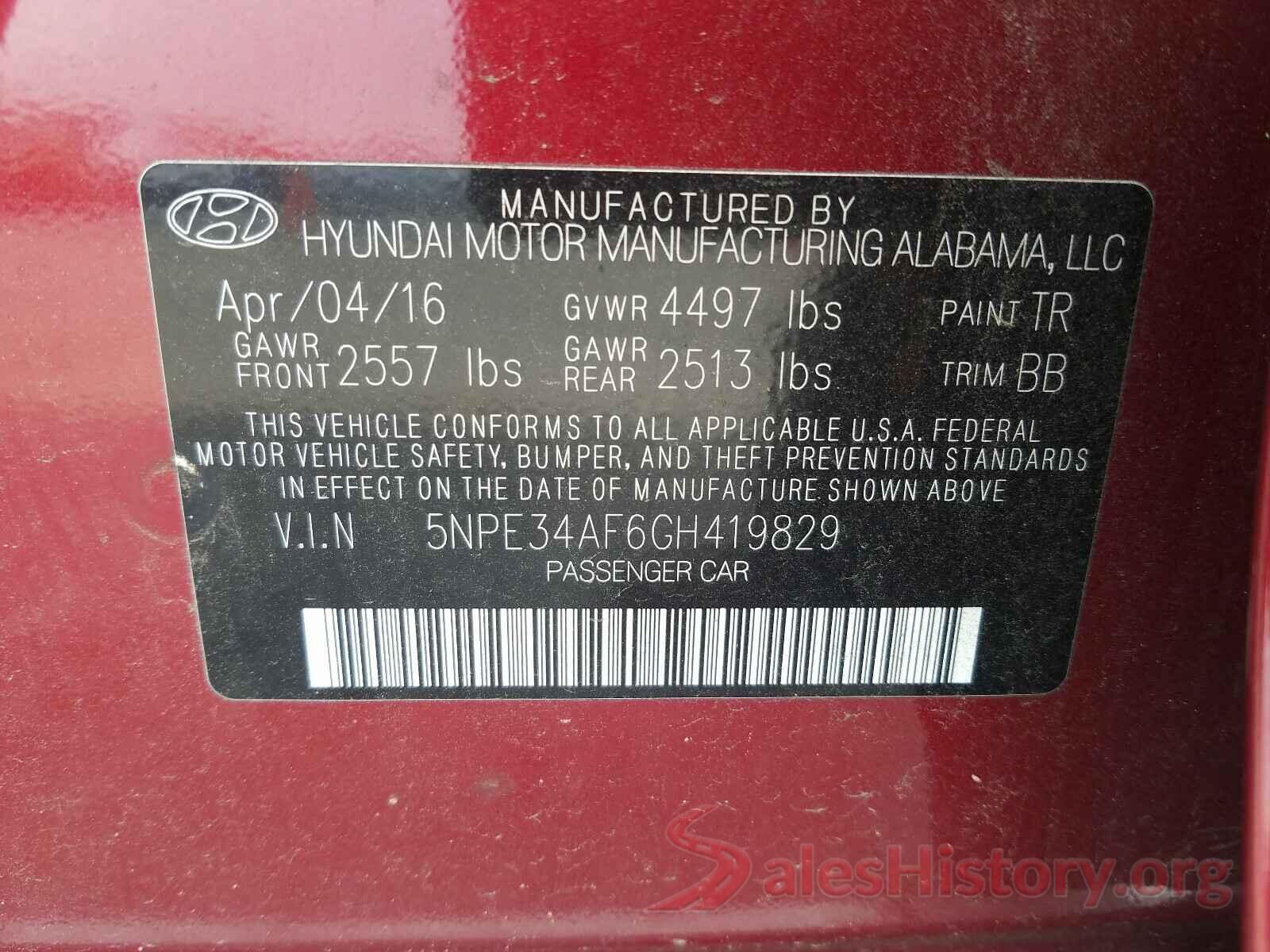 5NPE34AF6GH419829 2016 HYUNDAI SONATA