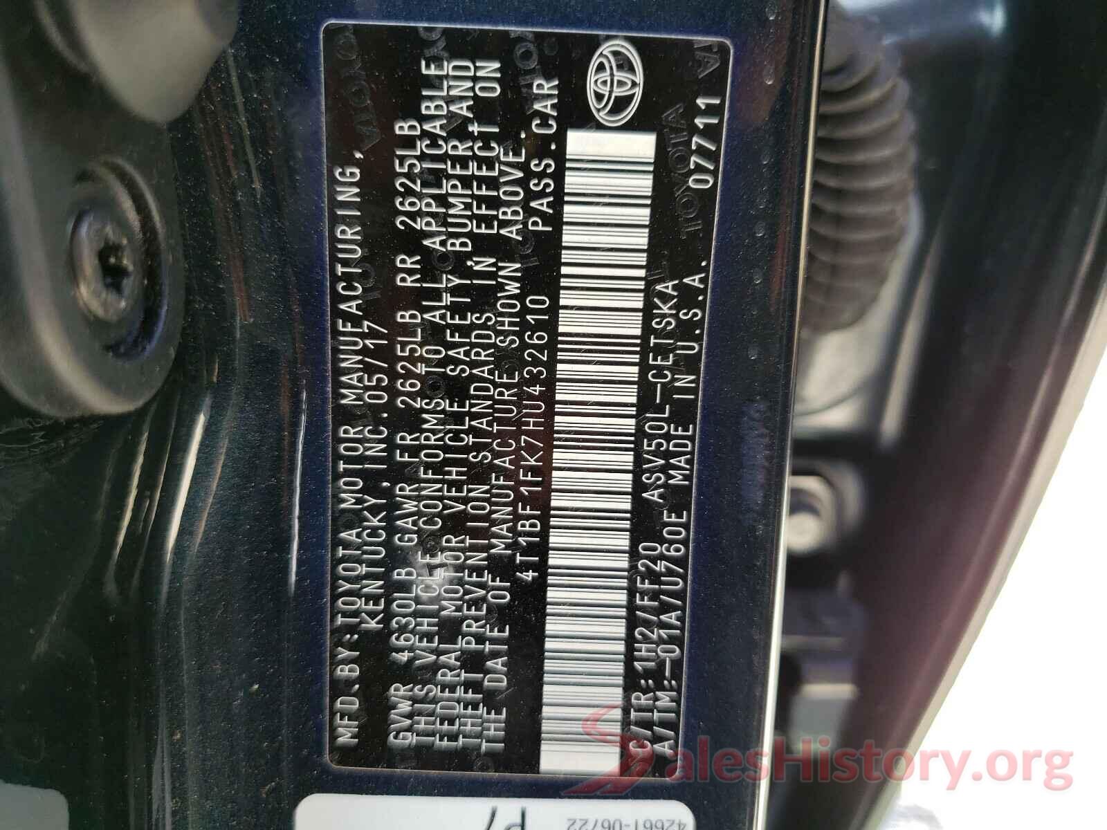 4T1BF1FK7HU432610 2017 TOYOTA CAMRY