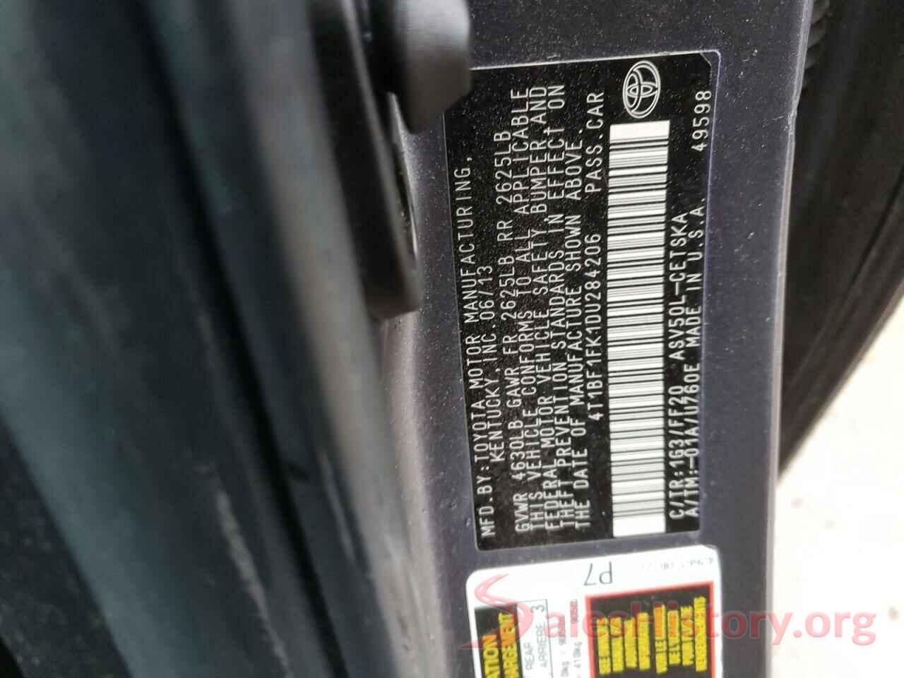 4T1BF1FK1DU284206 2013 TOYOTA CAMRY