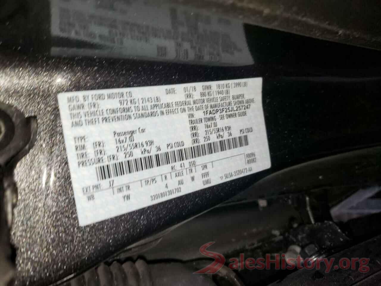 1FADP3F25JL257247 2018 FORD FOCUS