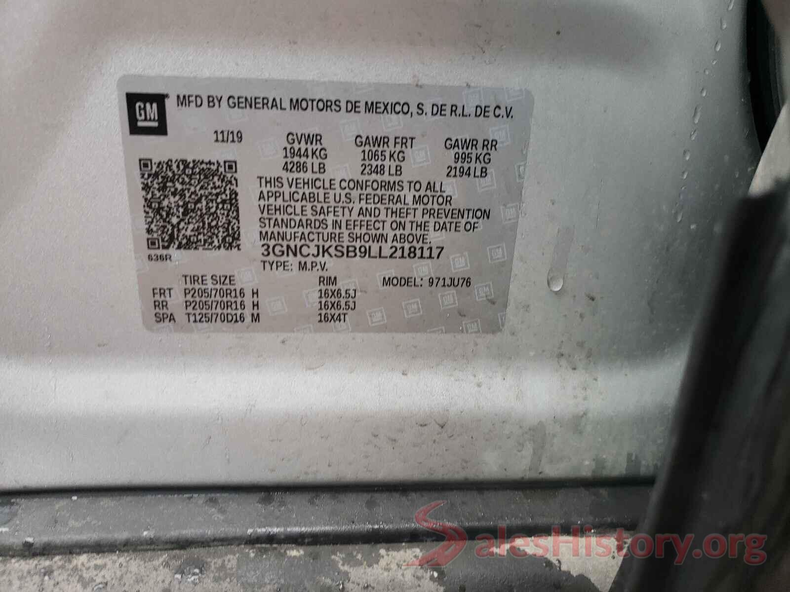 3GNCJKSB9LL218117 2020 CHEVROLET TRAX