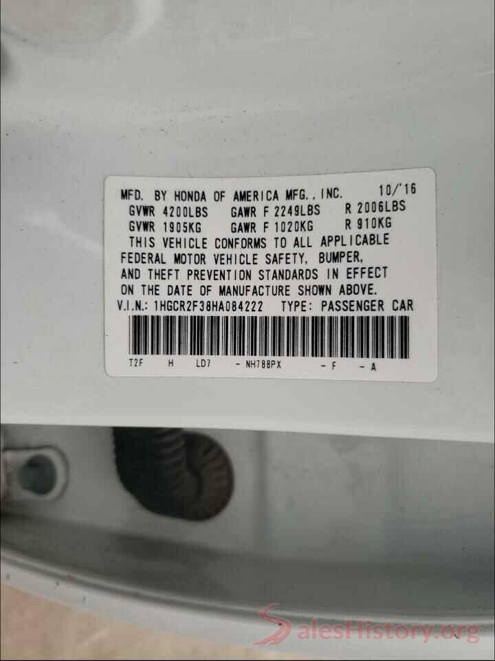 1HGCR2F38HA084222 2017 HONDA ACCORD