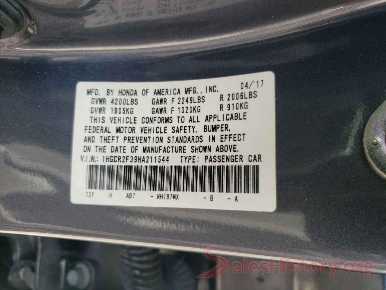 1HGCR2F39HA211544 2017 HONDA ACCORD