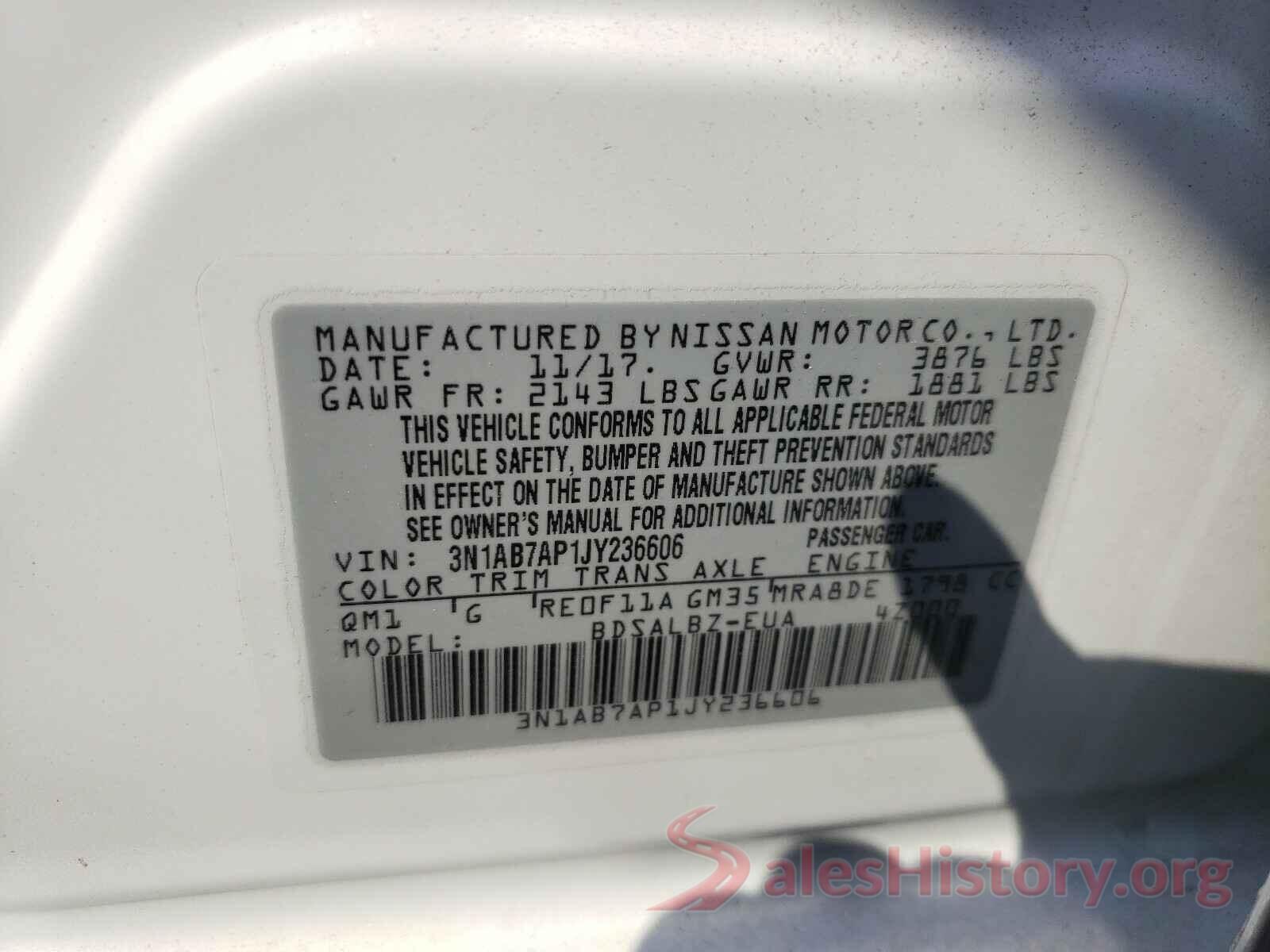 3N1AB7AP1JY236606 2018 NISSAN SENTRA