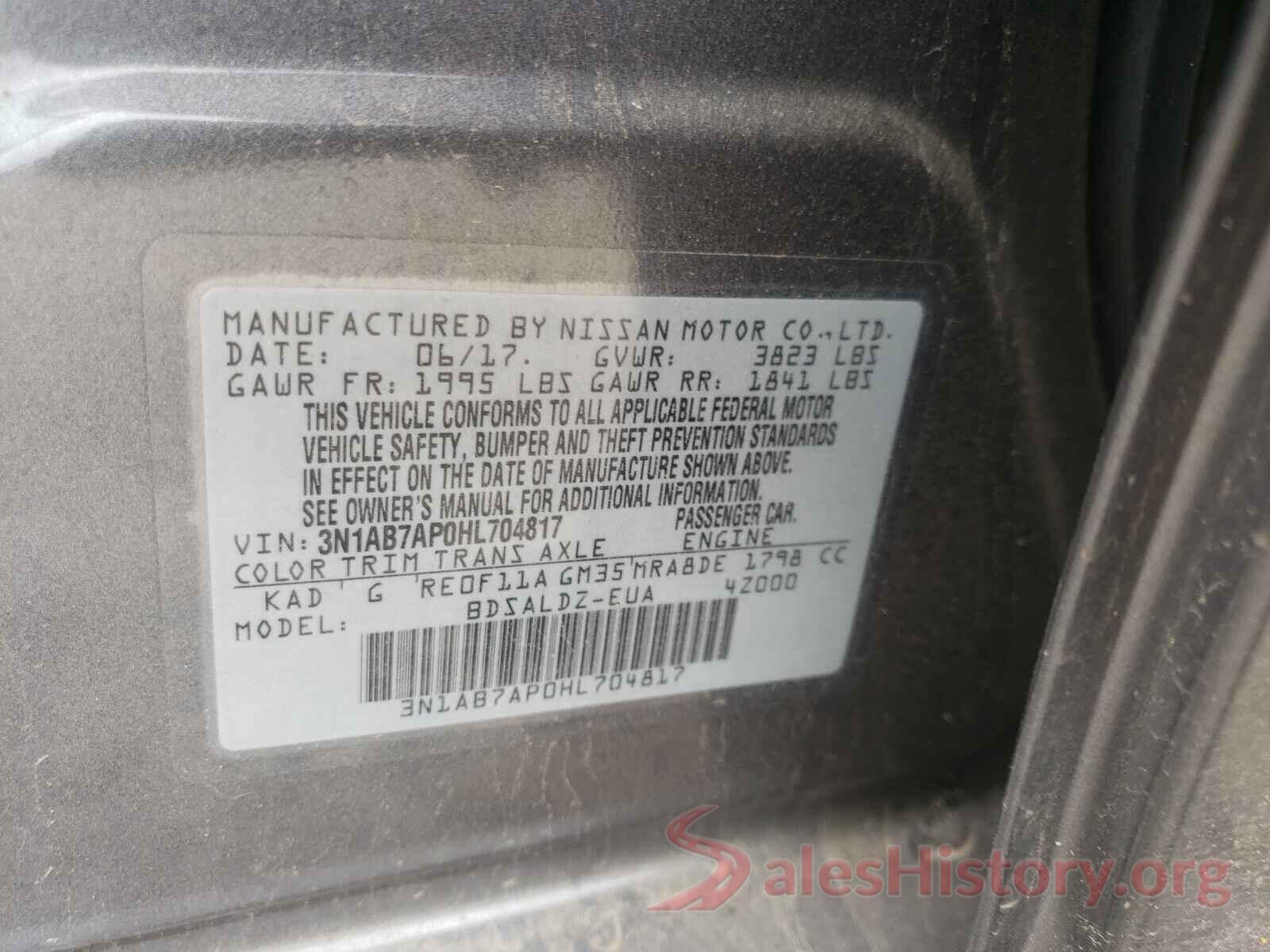 3N1AB7AP0HL704817 2017 NISSAN SENTRA