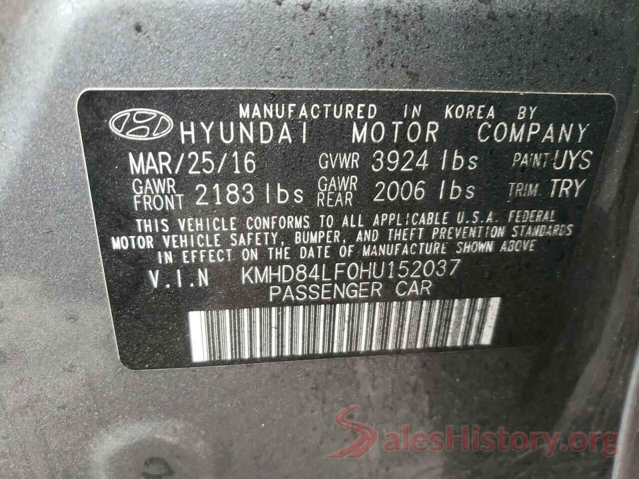 KMHD84LF0HU152037 2017 HYUNDAI ELANTRA