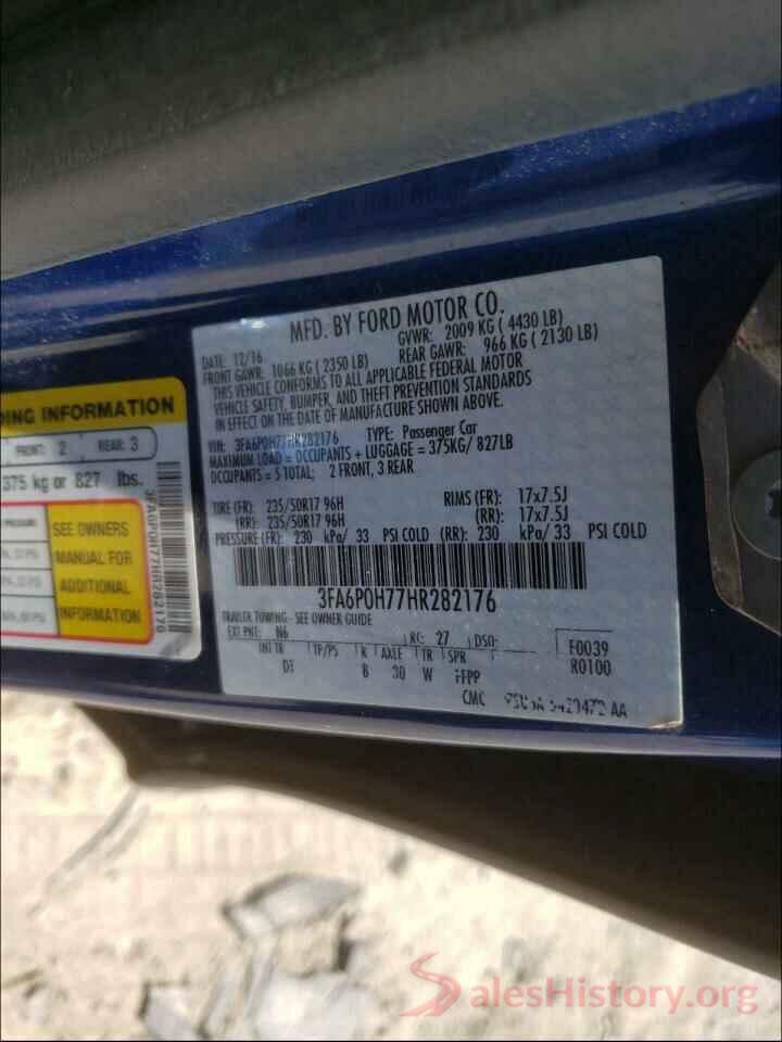 3FA6P0H77HR282176 2017 FORD FUSION