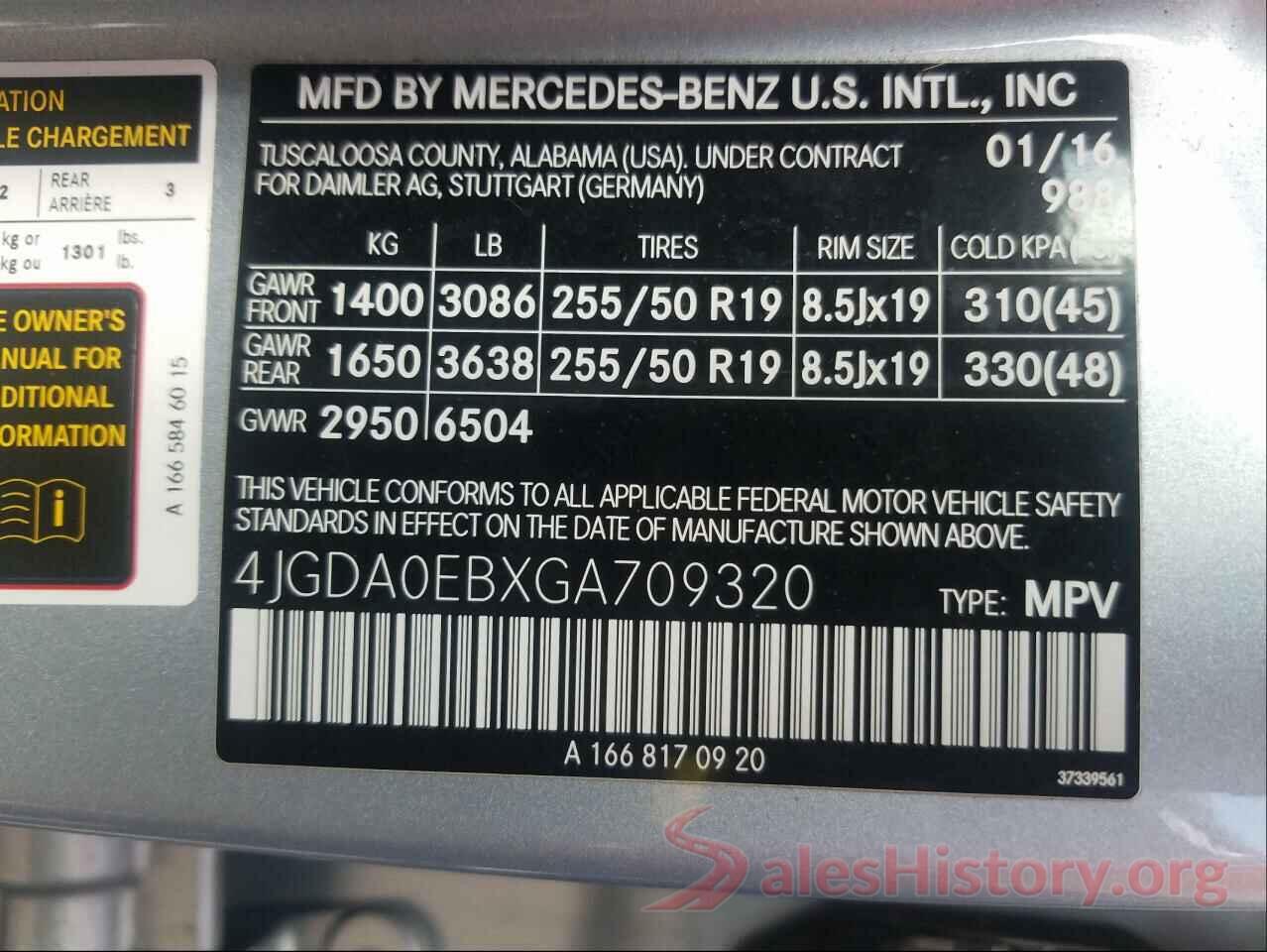 4JGDA0EBXGA709320 2016 MERCEDES-BENZ G CLASS