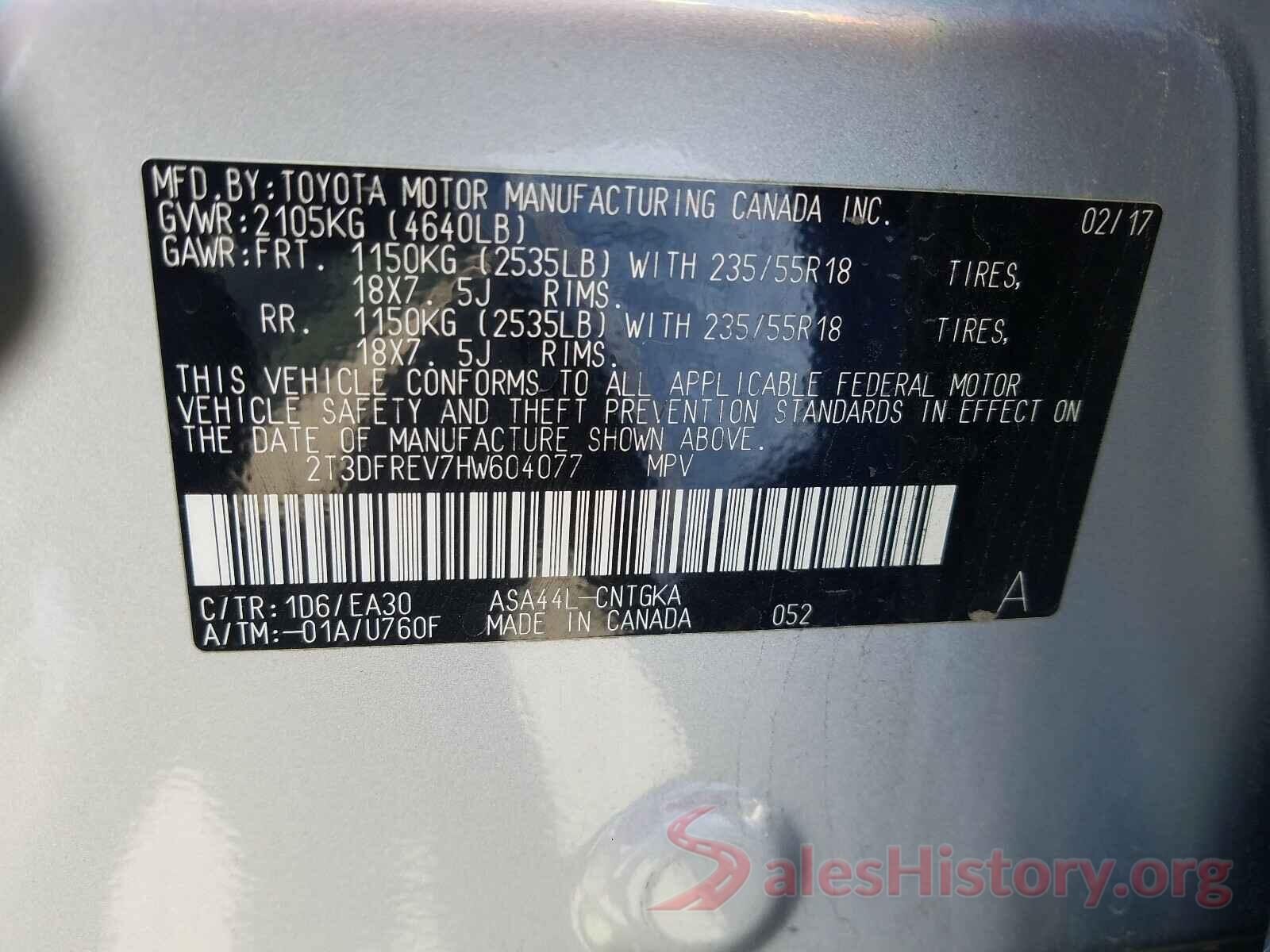 2T3DFREV7HW604077 2017 TOYOTA RAV4