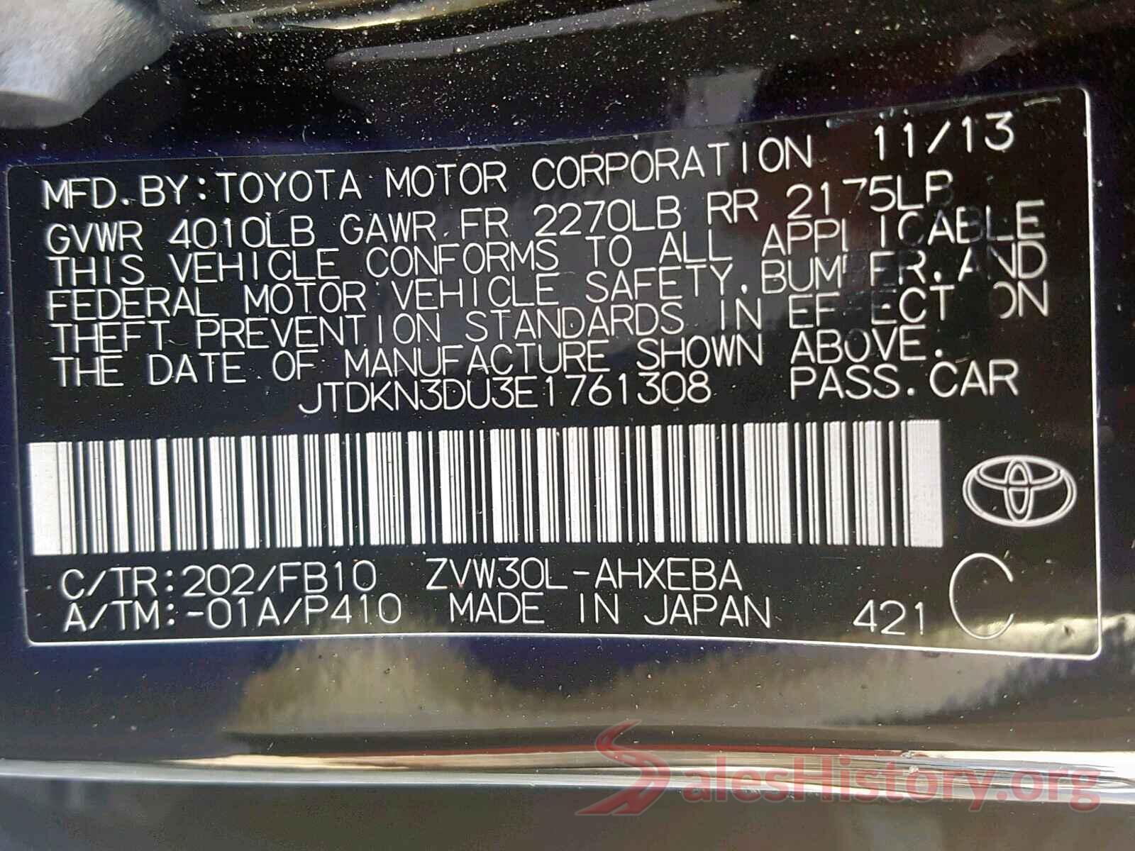 JTDKN3DU3E1761308 2014 TOYOTA PRIUS