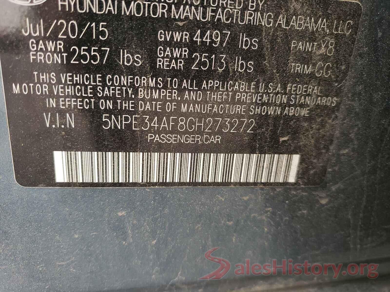 5NPE34AF8GH273272 2016 HYUNDAI SONATA