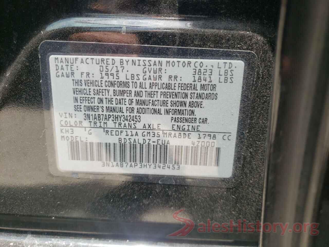 3N1AB7AP3HY342453 2017 NISSAN SENTRA