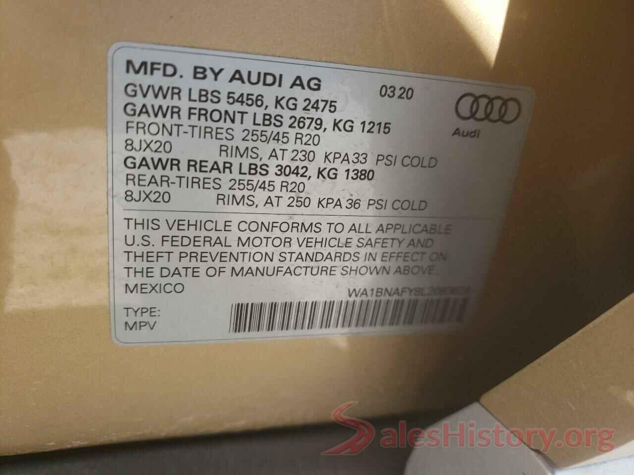 WA1BNAFY8L2083628 2020 AUDI Q5