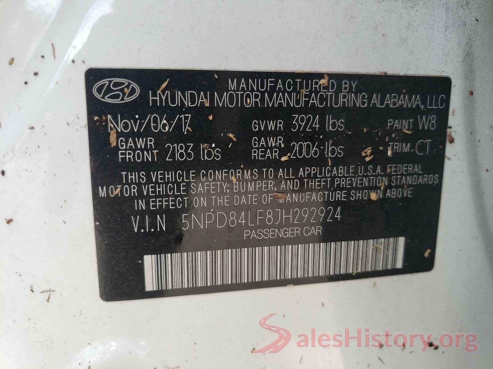 5NPD84LF8JH292924 2018 HYUNDAI ELANTRA