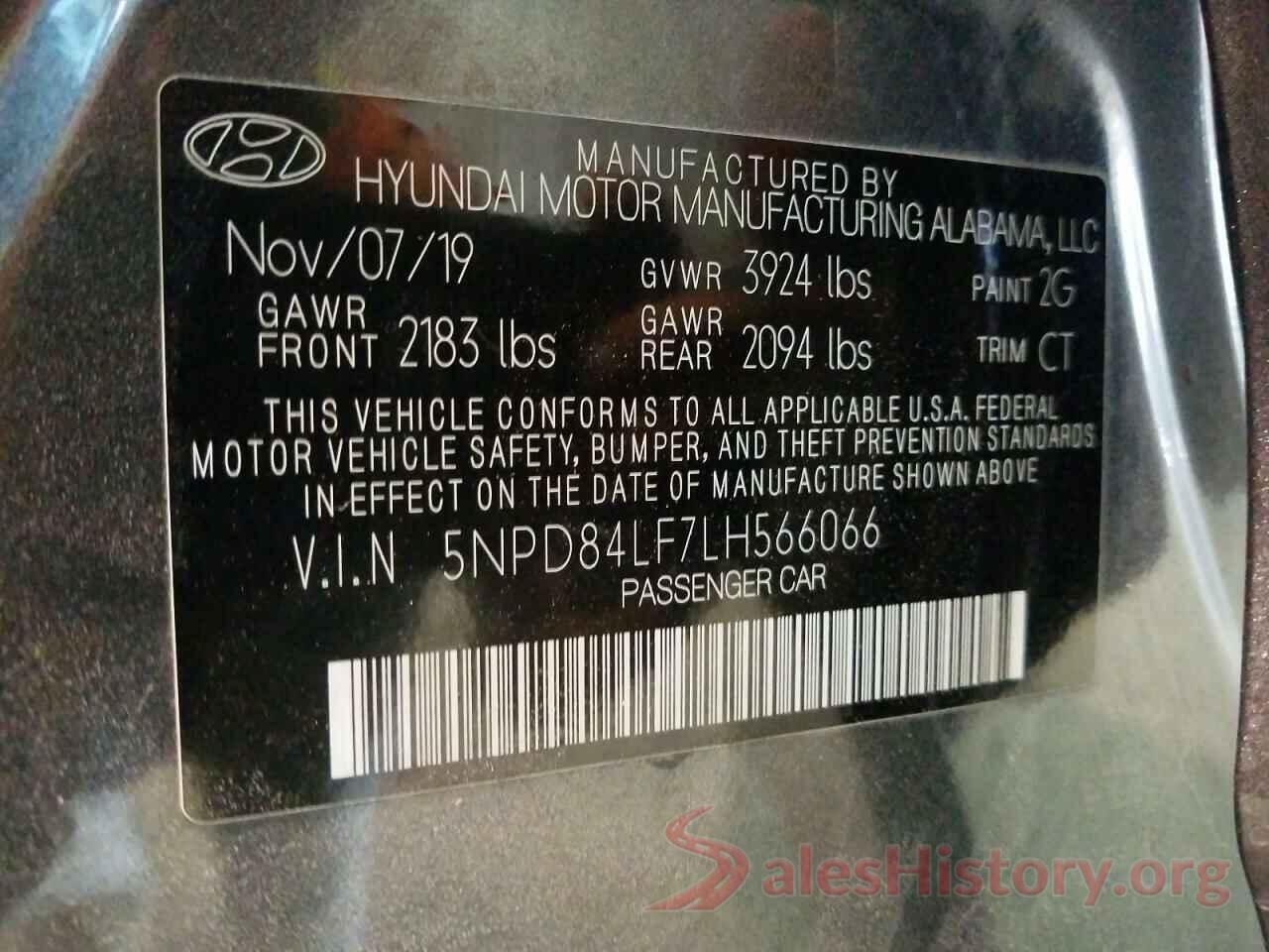 5NPD84LF7LH566066 2020 HYUNDAI ELANTRA