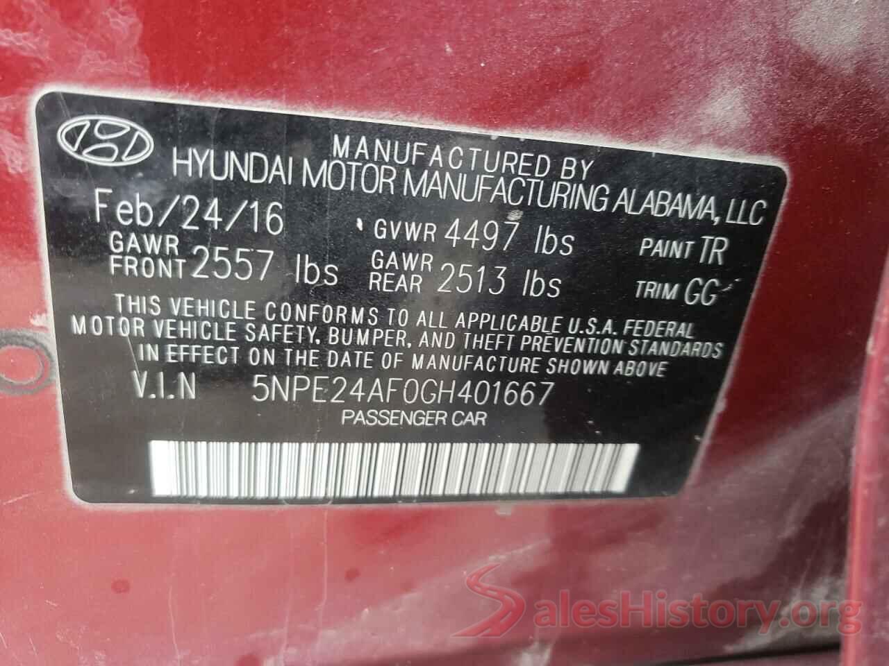 5NPE24AF0GH401667 2016 HYUNDAI SONATA