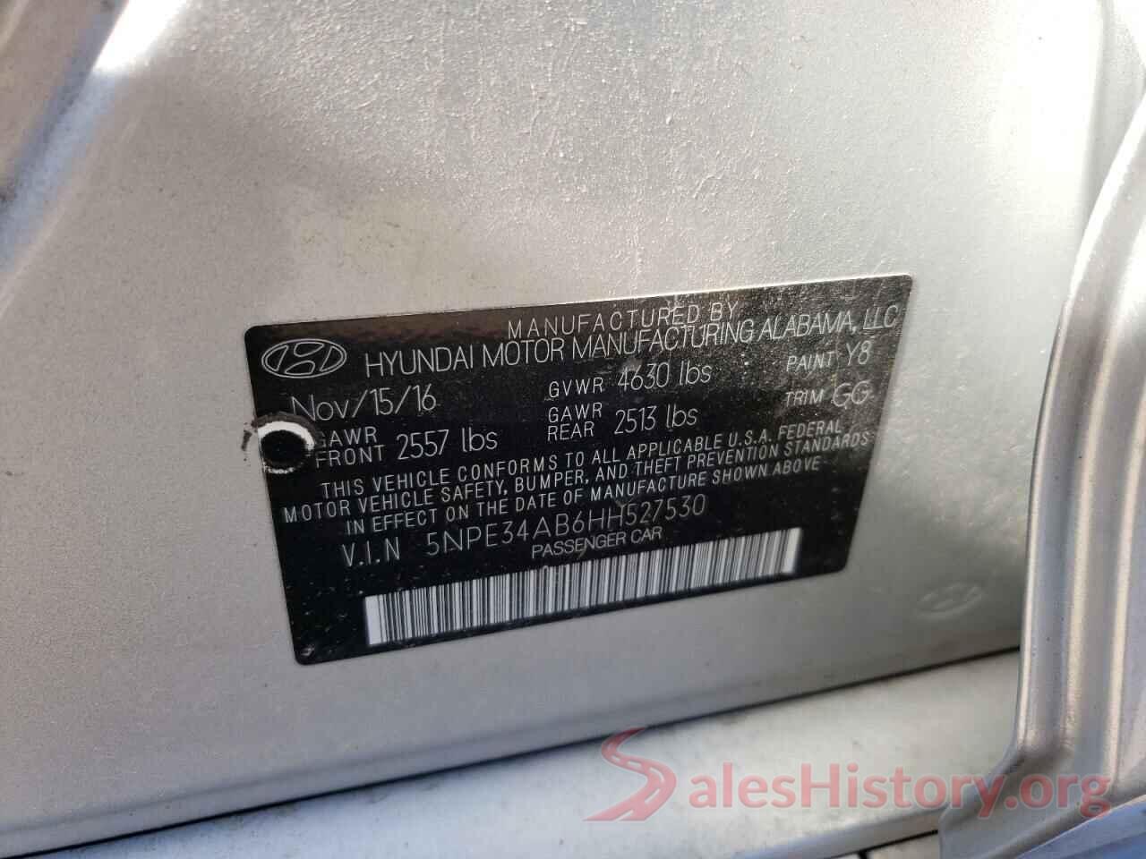 5NPE34AB6HH527530 2017 HYUNDAI SONATA