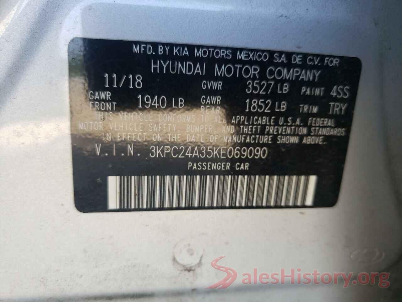 3KPC24A35KE069090 2019 HYUNDAI ACCENT