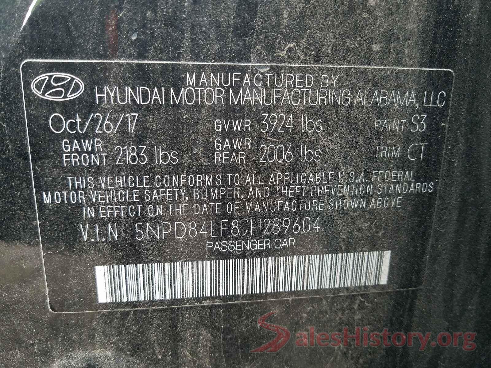 5NPD84LF8JH289604 2018 HYUNDAI ELANTRA