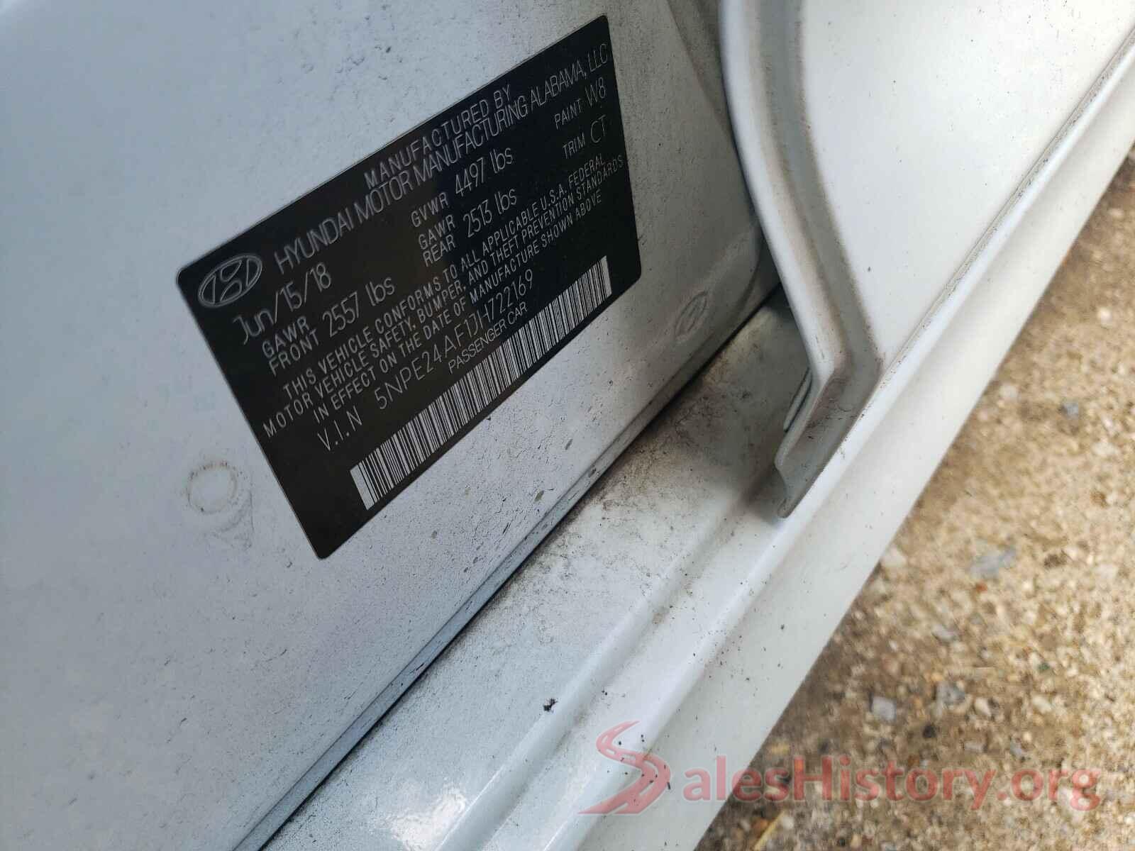 5NPE24AF1JH722169 2018 HYUNDAI SONATA