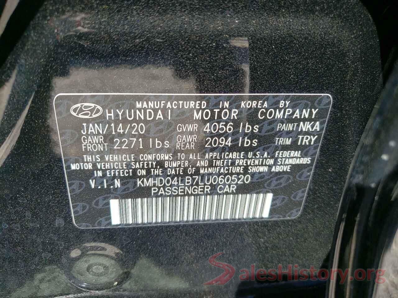 KMHD04LB7LU060520 2020 HYUNDAI ELANTRA