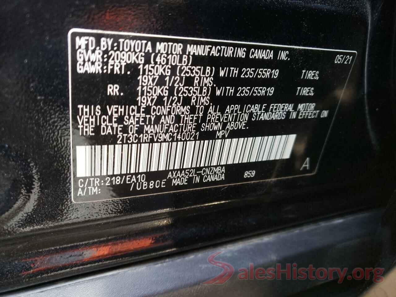 2T3C1RFV9MC140021 2021 TOYOTA RAV4